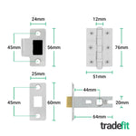 Moreno Satin Nickel Lever on Rose Door Handle Kit - 64mm Latch - tradefit - 5