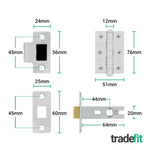 Nola Satin Nickel Lever on Rose Door Handle Pack - 64mm Latch - tradefit - 3