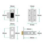 Tapera Satin Nickel Lever on Rose Door Handle Kit - 64mm Latch - tradefit - 5