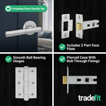 Olbia Satin Nickel Lever on Rose Door Handle Pack - 64mm Latch - tradefit - 10