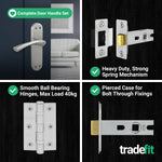 Nola Satin Nickel Lever on Backplate Door Handle Pack - 76mm Latch - tradefit - 5