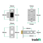 Return to Door Lever on Backplate Stainless Steel Door Handle Kit - Medium Duty - 64mm Latch - tradefit - 3