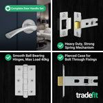 Nola Satin Nickel Lever on Rose Door Handle Pack - 76mm Latch - tradefit - 5