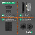 Return to Door Lever on Rose Matt Black Door Handle Kit - Medium Duty FD30/60 - 80mm Bathroom Lock - tradefit