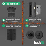 Return to Door Lever on Rose Matt Black Door Handle Kit - Medium Duty FD30/60 - 80mm Bathroom Lock - tradefit - 6