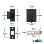 Mitre Matt Black Lever on Rose Door Handle Kit - Medium Duty FD30/60 - 76mm Latch - tradefit - 4