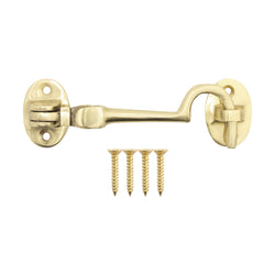 Heavy Duty Silent Cabin Hook And Eye - 75mm - Polished Brass - tradefit