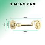 Heavy Duty Silent Cabin Hook And Eye - 75mm - Polished Brass - tradefit - 4