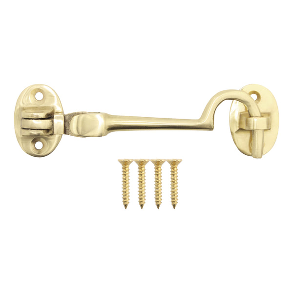 Heavy Duty Silent Cabin Hook And Eye - 150mm - Polished Brass - tradefit - Featured Image