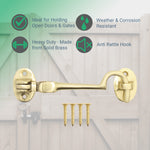 Heavy Duty Silent Cabin Hook And Eye - 150mm - Polished Brass - tradefit - 2