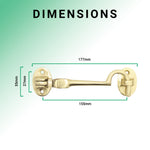 Heavy Duty Silent Cabin Hook And Eye - 150mm - Polished Brass - tradefit - 4