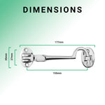 Heavy Duty Silent Cabin Hook and Eye - 150mm - Polished Chrome - tradefit - 4