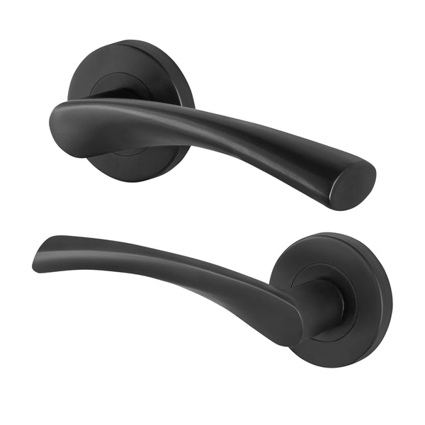 Nola Matt Black Lever on Rose Door Handles - tradefit - Featured Image