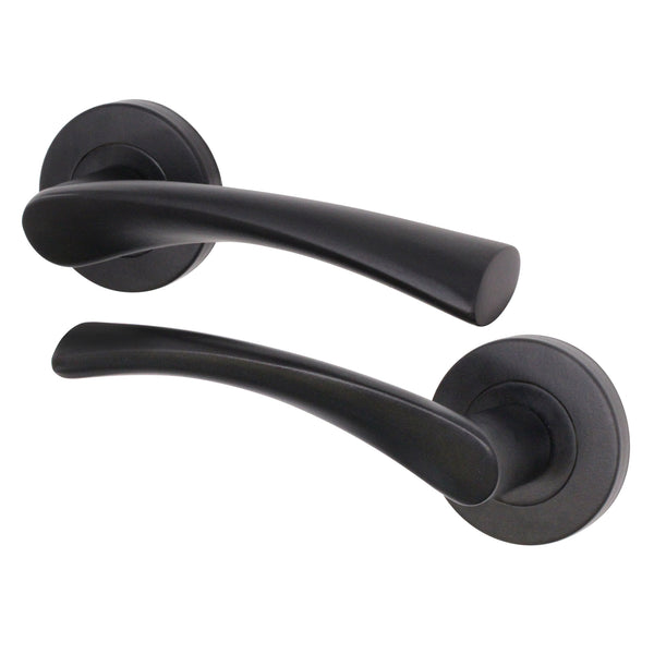 Nola Matt Black Lever on Rose Door Handles - tradefit - Featured Image