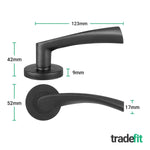 Nola Matt Black Door Handle Euro Lock Kit - Lever on Rose 78mm Euro Sashlock and Thumbturn Cylinder - Master Keyed - tradefit - 2