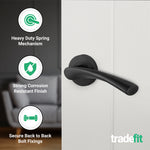 Nola Matt Black Lever on Rose Door Handle Pack - 76mm Latch - tradefit - 5