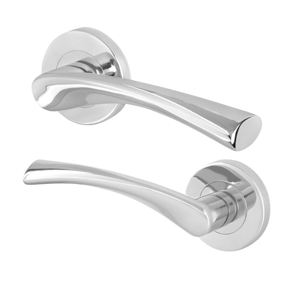 Nola Polished Chrome Lever on Rose Door Handles - tradefit - Featured Image