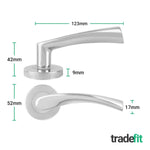 Nola Polished Chrome Lever on Rose Door Handle Pack - 64mm Bathroom Lock - tradefit - 2