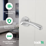 Nola Polished Chrome Lever on Rose Door Handles - tradefit - 3