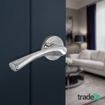 Nola Polished Chrome Lever on Rose Door Handle Pack - 64mm Latch - tradefit - 6