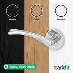Nola Polished Chrome Lever on Rose Door Handle Kit - 80mm Euro Sashlock and Double Cylinder - Keyed Alike - tradefit - 8