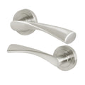 Nola Satin Nickel Door Handles - Fire Rated FD30/60 - Lever on Rose - tradefit