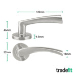 Nola Satin Nickel Lever on Rose Door Handle Pack - 64mm Bathroom Lock - tradefit - 2