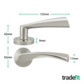 Nola Satin Nickel Door Handles - Fire Rated FD30/60 - Lever on Rose - tradefit