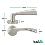 Nola Satin Nickel Lever on Rose Door Handle Pack - 80mm Sashlock - tradefit - 2