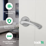 Nola Satin Nickel Lever on Rose Door Handle Pack - 64mm Latch - tradefit - 4