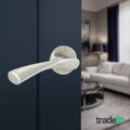 Nola Satin Nickel Door Handles - Fire Rated FD30/60 - Lever on Rose