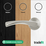 Nola Satin Nickel Lever on Rose Door Handle Pack - 80mm Sashlock - tradefit - 8
