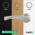 Nola Satin Nickel Door Handles - Fire Rated FD30/60 - Lever on Rose - tradefit