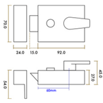 Nightlatch & Cylinder Non - Deadlocking - 60mm Backset 92x70x27mm Case - White / Chrome Cylinder - tradefit - 2