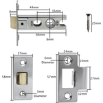 2.5 inch/64mm Economy Tubular Latch - 44m Backset - Chrome - tradefit - 2