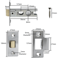 3 inch/76mm Economy Tubular Latch - 57mm Backset - Chrome - tradefit
