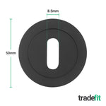 Matt Black Round Keyhole Escutcheons - 1 Pair 52mm - tradefit - 2