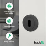 Matt Black Round Keyhole Escutcheons - 1 Pair 52mm - tradefit - 3
