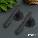 Olbia Matt Black Lever on Rose Door Handle Kit - 80mm Euro Sashlock and Thumbturn Cylinder - Keyed to Differ - tradefit - 9