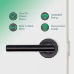 Olbia Matt Black Lever on Rose Door Handle Pack - 80mm Sashlock - tradefit - 3