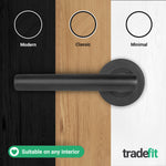 Olbia Matt Black Lever on Rose Door Handle Kit - 80mm Euro Sashlock and Double Cylinder - Keyed Alike - tradefit - 8