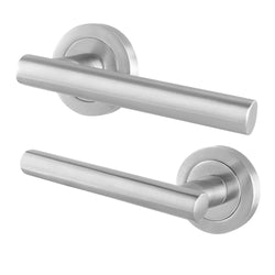 Olbia Satin Nickel Lever on Rose Door Handles - tradefit