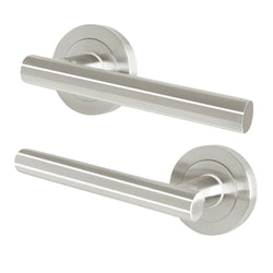 Olbia Satin Nickel Lever on Rose Door Handles - tradefit