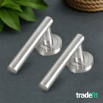Olbia Satin Nickel Lever on Rose Door Handle Pack - 76mm Latch - tradefit - 10