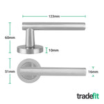 Olbia Satin Nickel Lever on Rose Door Handle Pack - 76mm Latch - tradefit - 3
