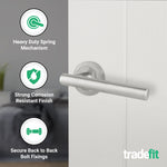 Olbia Satin Nickel Lever on Rose Door Handle Pack - 76mm Latch - tradefit - 5