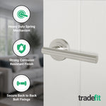 Olbia Satin Nickel Lever on Rose Door Handle Pack - 64mm Latch - tradefit - 4