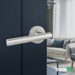 Olbia Satin Nickel Lever on Rose Door Handle Pack - 76mm Latch - tradefit - 7