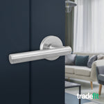 Olbia Satin Nickel Lever on Rose Door Handle Pack - 64mm Latch - tradefit - 7