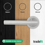 Olbia Satin Nickel Lever on Rose Door Handle Pack - 76mm Latch - tradefit - 9